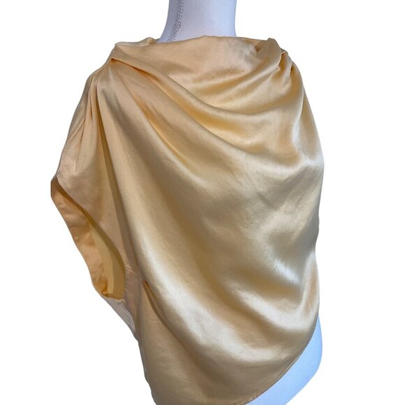 The Sei Draped Top in Butter 4 New Womens Silk Yellow Satin Blouse - Picture 6 of 12